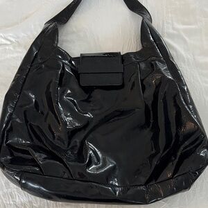 Charles David Glossy Black Shoulder Bag